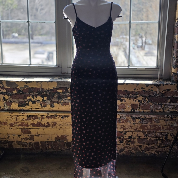 Black Dress with Red Rose Pattern - Picture 2 of 8